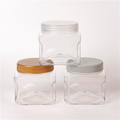 চিমটি হ্যান্ডেল সহ বর্গাকার পরিষ্কার জার